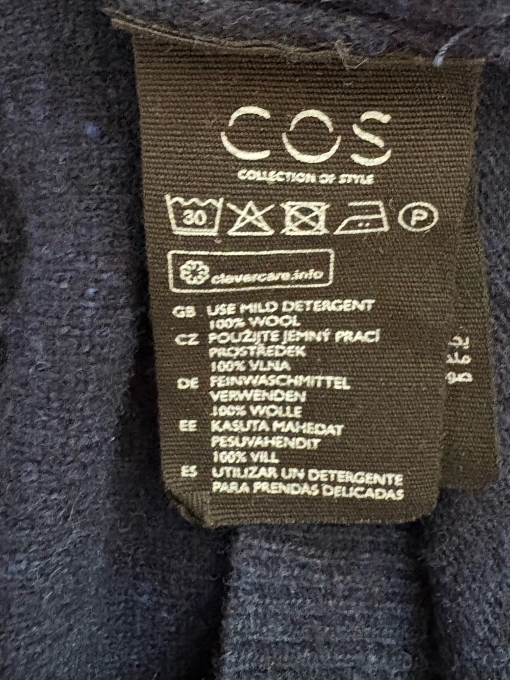 COS Oversized 100% Wool Navy Cardigan Sweater Size Small Minimalist Cozy Fall - Picture 11 of 12